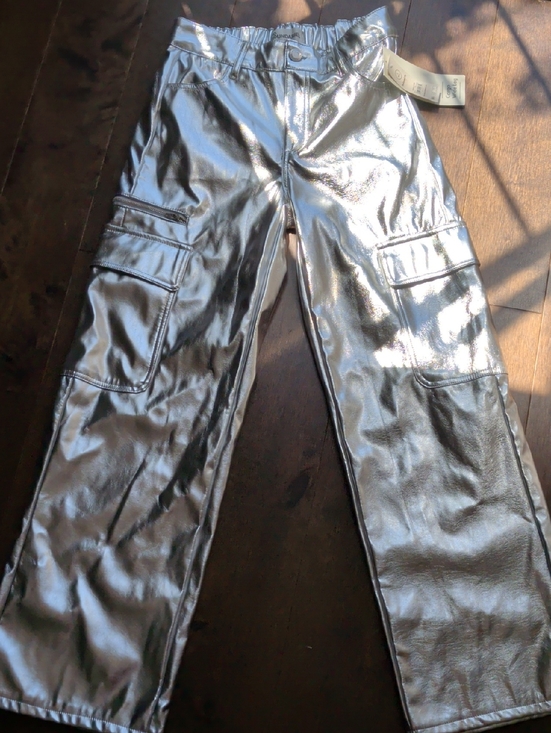 No Boundaries Pants - No Boundaries Metallic Silver Cargo Joggers